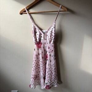 Secret Treasures Floral Mesh and Satin Mini Dress